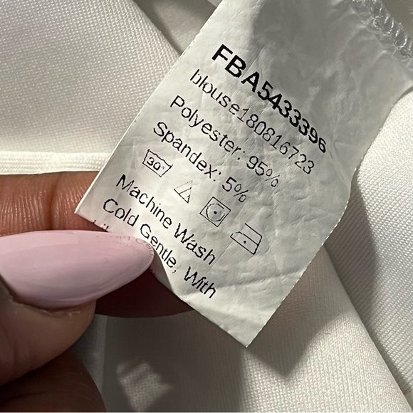 White Long Sleeve Bishop Sleeve Tie Waist Wrap Top/Blouse - Picture 6 of 11